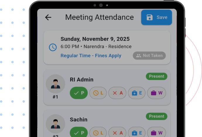 Group Connect SHG Management App Meetings and Attendance.
